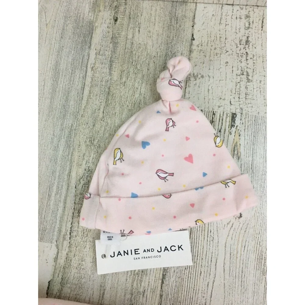 Janie and Jack Pink Bird Print Baby Matching Set